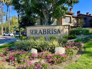 The Serabrisa complex over by Tijeras Creek Golf Course. The sign, landscape, and condos, in RSM, Rancho Santa Margarita